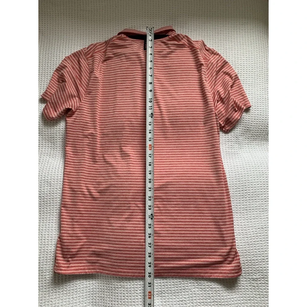 Nike dri fit polo shirt men's medium red‎ striped  100% polyester